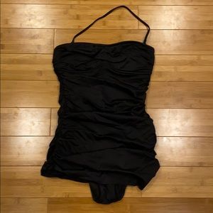 J. Crew Black Bandau Ruched One-Piece Swimsuit